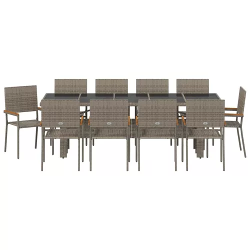  Kert étkező szett 11 pcs Szürke Nagy Poly Rattan