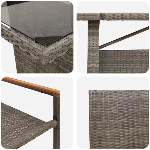  Kert étkező szett 11 pcs Szürke Nagy Poly Rattan