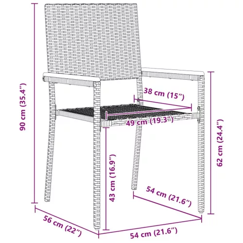  Kert étkező szett 11 pcs Szürke Nagy Poly Rattan