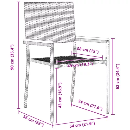  7 részes Kerti Étkezőszett Szürke Polirattan