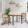  3 darabos Kerti Étkező Szett Fekete Poly Rattan Akácia