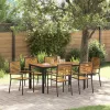  7 Darabos Kerti Étkezőszett Fekete Poly Rattan Akácia