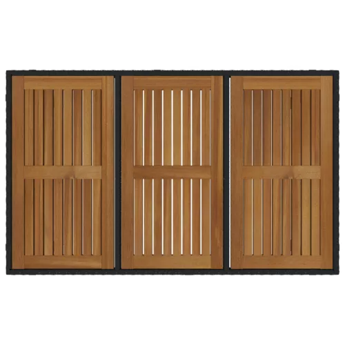  7 Darabos Kerti Étkezőszett Fekete Poly Rattan Akácia
