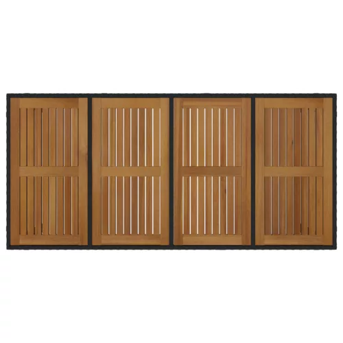  7 Darabos Kert Étkezősor Fekete Poly Rattan Akáccal