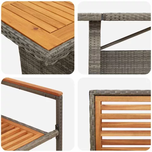  Kert étkező szett 9 pcs Szürke és Barna polirattan