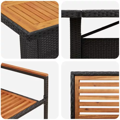  Kert étkező szett 11 pcs Fekete és Barna polirattan