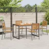  5 Darabos Kert Étkező Készlet Szürke Poly Rattan Akác