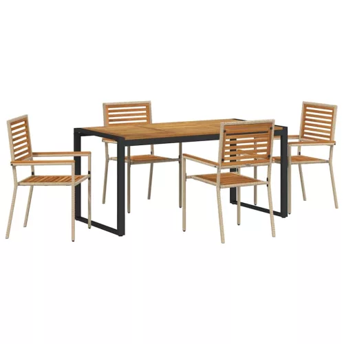  Kert étkező szett 5 pcs Beige és barna polirattan