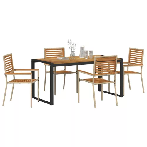  Kert étkező szett 5 pcs Beige és barna polirattan