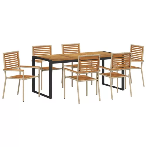  Kert étkező szett 7 pcs Beige és barna polirattan