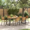  7 darabos kerti étkezőszett fekete polyrattan akácia