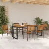  7 darabos kerti étkezőszett fekete polyrattan akácia