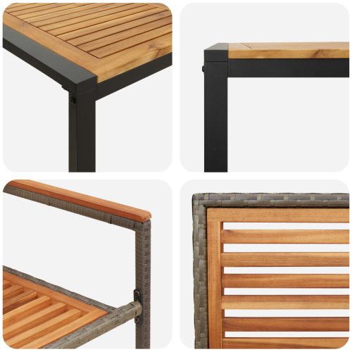  7 darabos kerti étkező szett Szürke Polirattan Akác