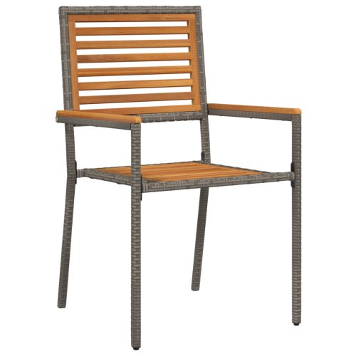  5 Részből Álló Kerti Étkező Szett Szürke Polyrattan Akác