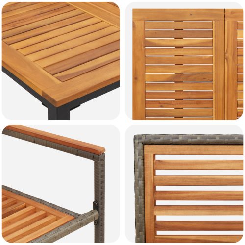  5 Részből Álló Kerti Étkező Szett Szürke Polyrattan Akác