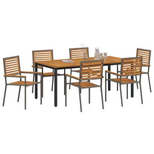  Kert étkező szett 7 pcs Szürke és Barna polirattan