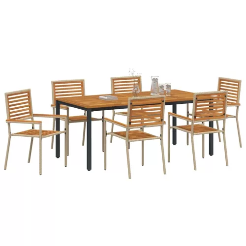  Kert étkező szett 7 pcs Beige és barna polirattan