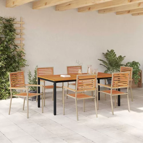  Kert étkező szett 7 pcs Beige és barna polirattan