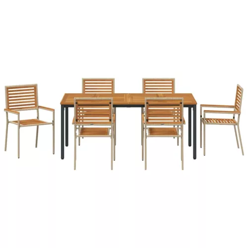  Kert étkező szett 7 pcs Beige és barna polirattan
