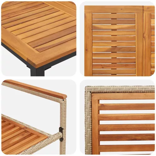  Kert étkező szett 7 pcs Beige és barna polirattan