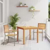  3 részes kerti étkezőszett Szürke Polyrattan Akác