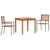  3 részes kerti étkezőszett Szürke Polyrattan Akác