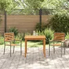  3 részes kerti étkezőszett Szürke Polyrattan Akác
