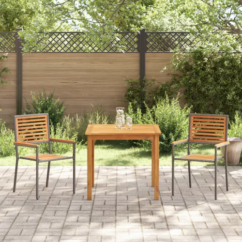  3 részes kerti étkezőszett Szürke Polyrattan Akác