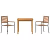  3 részes kerti étkezőszett Szürke Polyrattan Akác