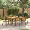  7 részes kert étkező szett fekete polyrattan akáciával