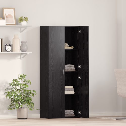  Fekete Tölgy Felső Szekrény - 60 x 32 x 153 cm - Műszaki fa