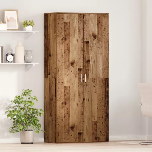  Magas Szekrény Régi Fa 80x39x178 cm Műanyag Fa