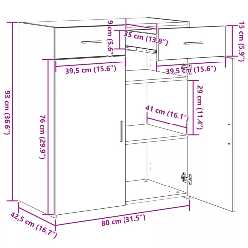  Tárolószekrény Mesterséges tölgy 80x42.5x93.5 cm Műszaki fa