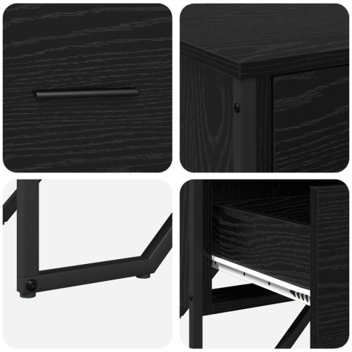  Éjjeliszekrény Fekete Tölgy 91x35.5x74.5 cm Szerelt Fa