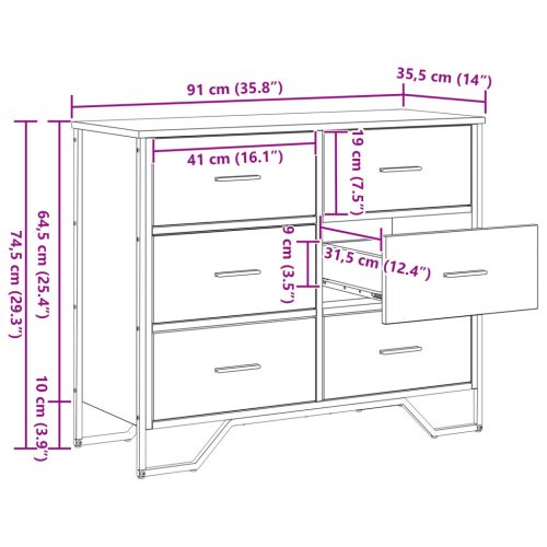  Éjjeliszekrény Fekete Tölgy 91x35.5x74.5 cm Szerelt Fa