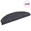  20 db öntapadós lépcsőszőnyeg, 65 x 21 x 4 cm, sötétszürke, nagy félkör alakú