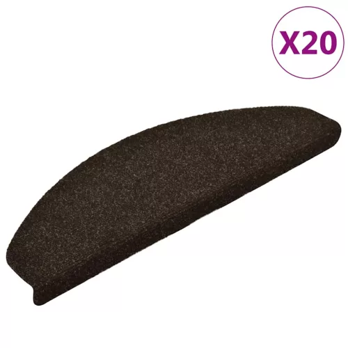  20 db öntapadós lépcsőszőnyeg 65 x 21 x 4 cm sötétbarna félkör alakú nagy