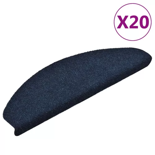  20 db öntapadós lépcsőszőnyeg, 65 x 21 x 4 cm, sötétkék, nagy félkör alakú