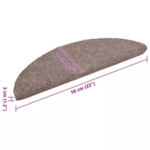  öntapadós lépcsőszőnyegek, 30 db, világosbarna, félkör alakú, 56 x 17 x 3 cm