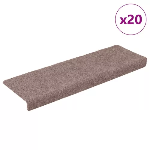  20 db öntapadós lépcsőszőnyeg, világosbarna, téglalap alakú széllel, 65 x 21 x 4 cm