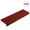  20 db öntapadós lépcsőszőnyeg, 65 x 21 x 4 cm, bordói piros, téglalap alakú széllel