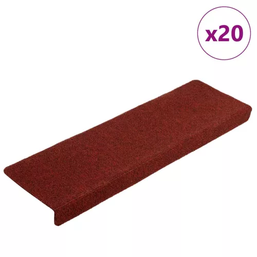  20 db öntapadós lépcsőszőnyeg, 65 x 21 x 4 cm, bordói piros, téglalap alakú széllel