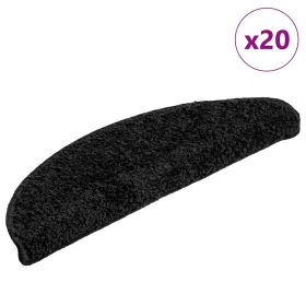    20 db fekete, félkör alakú lépcsőszőnyeg 56 x 17 x 3 cm
