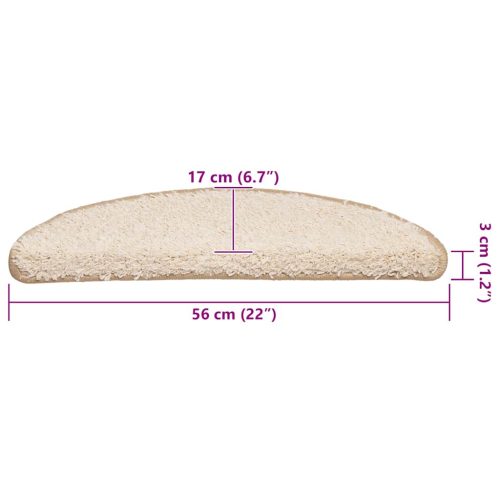  20 db krémszínű, félkör alakú lépcsőszőnyeg 56 x 17 x 3 cm