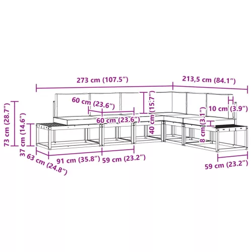  Kanapé Szett párnával 6 Darab Természetes és bézs