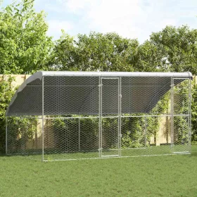 Kutyaház tárolóval 2 pcs Ezüst 4 x 2 x 2 m Acél