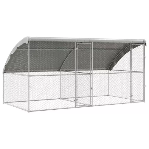  Kutyaház tárolóval 2 pcs Ezüst 4 x 2 x 2 m Acél