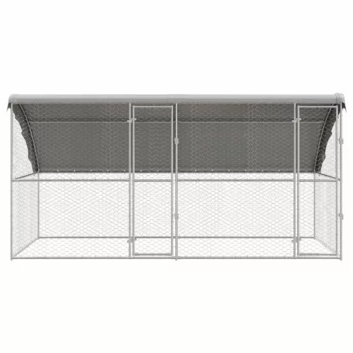  Kutyaház tárolóval 2 pcs Ezüst 4 x 2 x 2 m Acél