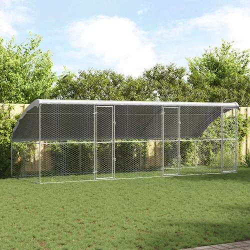  Kutyaház tárolóval 3 pcs Ezüst 6 x 2 x 2 m Acél
