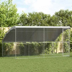 Kutyaház tárolóval 2 pcs Ezüst 4 x 2 x 2 m Acél